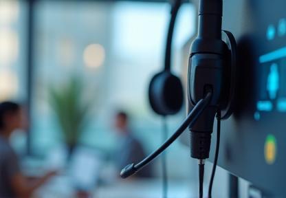 Headset connected to a computer for VoIP calls