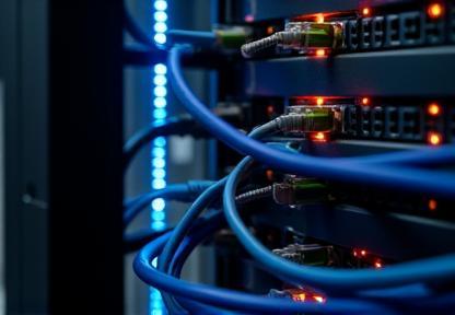 Server rack with network cables
